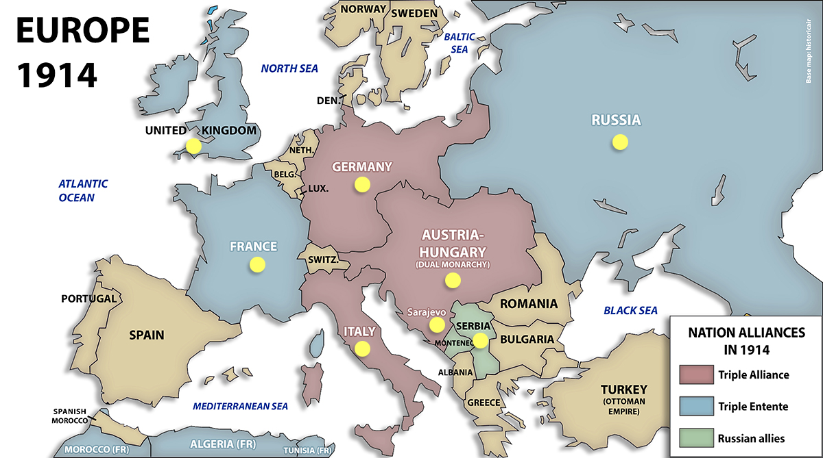 carte de l'europe en 1914