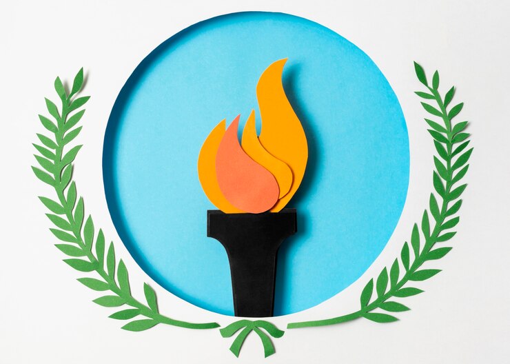 image d'une couronne de laurier et le flanbeau des JO